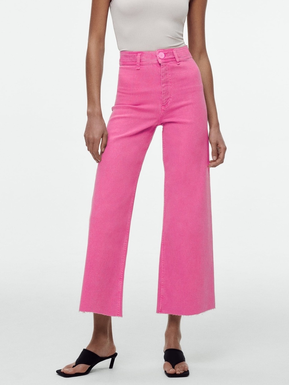 NWT Zara Pink Sailor Straight Jeans 2